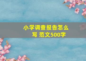 小学调查报告怎么写 范文500字